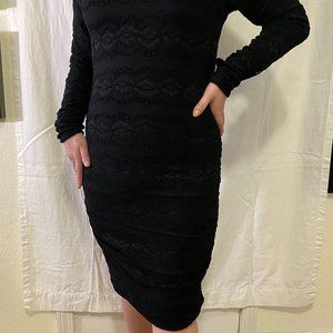 Form Fitting Tight Black Lace Dress
